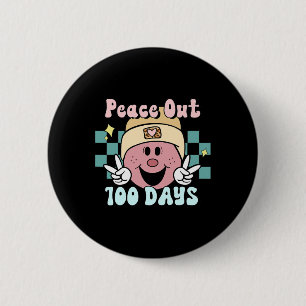 Out 100 Days Of School Smile Face Retro Groovy Tea 6 Cm Round Badge