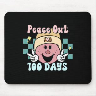 Out 100 Days Of School Smile Face Retro Groovy Tea Mouse Mat