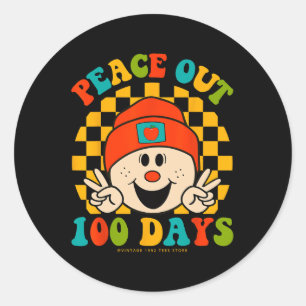 Out 100 Days Of School Teacher Student Eyes Happy Classic Round Sticker