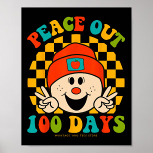 Out 100 Days Of School Teacher Student Eyes Happy  Poster