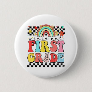 Out 1st Grade Retro Groovy Happy Last Day Of Schoo 6 Cm Round Badge