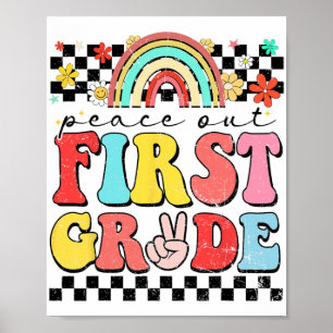 Out 1st Grade Retro Groovy Happy Last Day Of Schoo Poster