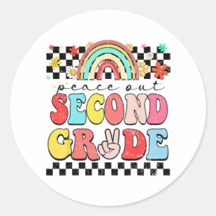 Out 2nd Grade Retro Groovy Happy Last Day Of Schoo Classic Round Sticker