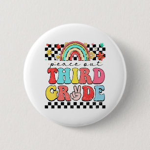 Out 3rd Grade Retro Groovy Happy Last Day Of Schoo 6 Cm Round Badge