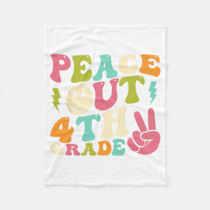 Out 4th Grade Groovy Graduation Last Day Of School Fleece Blanket