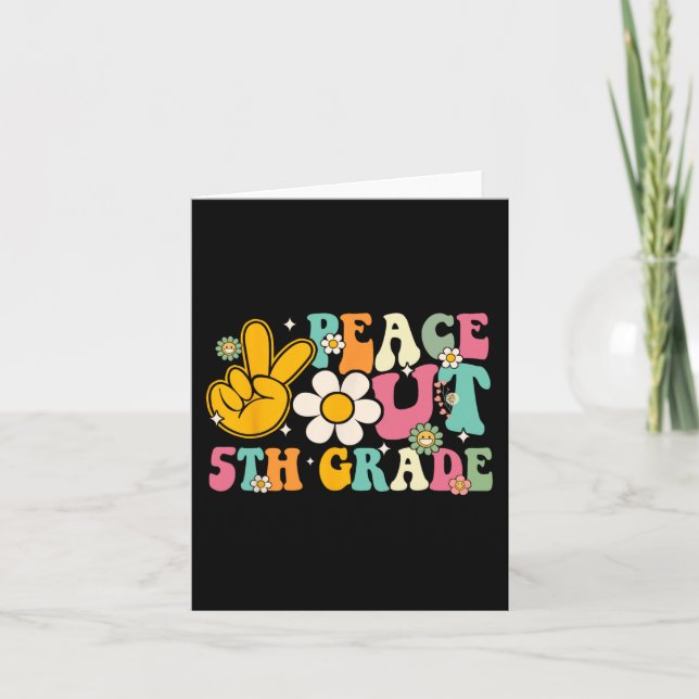 Out 5th Grade Graduation Last Day Of School Groovy Card (Front)