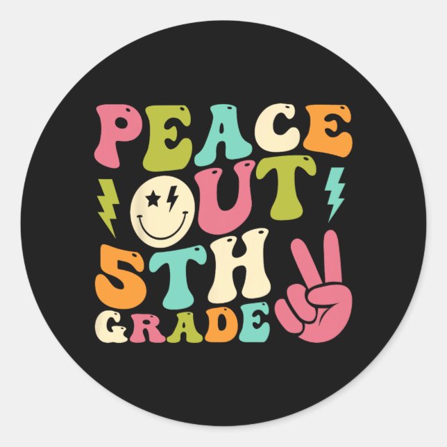 Out 5th Grade Groovy Graduation Last Day Of School Classic Round Sticker (Front)