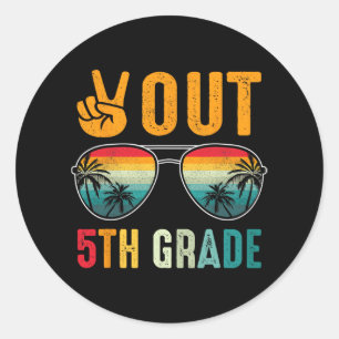 Out 5th Grade Retro Graduation Last Day Of School  Classic Round Sticker