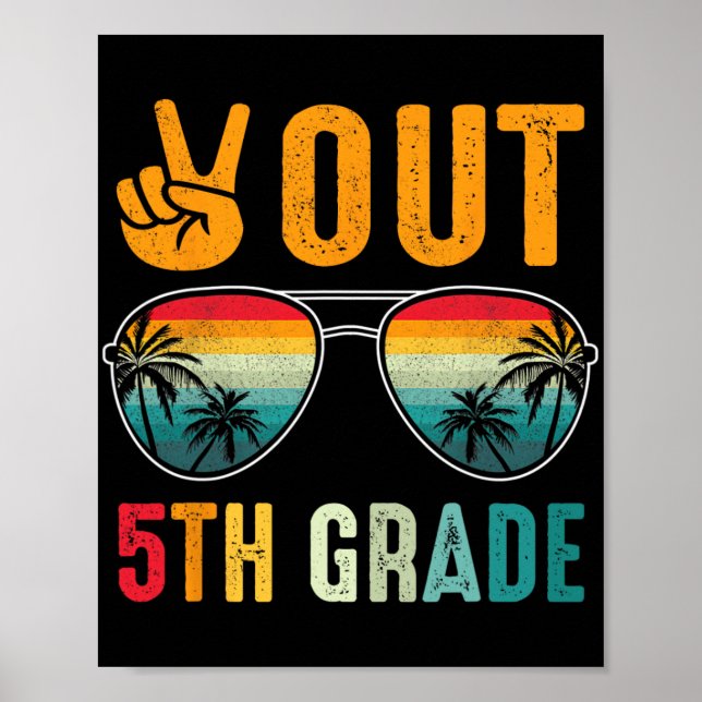 Out 5th Grade Retro Graduation Last Day Of School  Poster (Front)