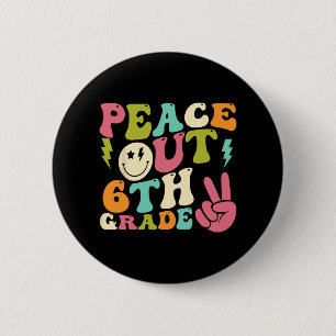 Out 6th Grade Groovy Graduation Last Day Of School 6 Cm Round Badge