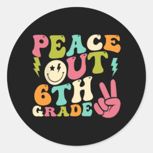 Out 6th Grade Groovy Graduation Last Day Of School Classic Round Sticker