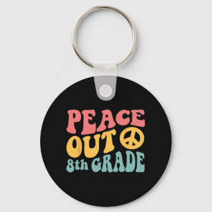 Out 8th Grade Funny Retro 70's Last Day Of 8th Gra Key Ring