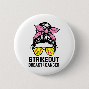 Out Breast Cancer Awareness Softball Mum Women  6 Cm Round Badge