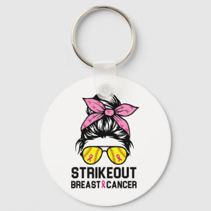 Out Breast Cancer Awareness Softball Mum Women Key Ring