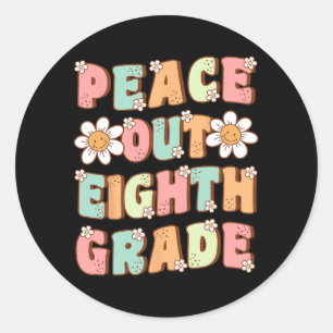 Out Eighth Grade Cute Groovy Last Day Of 8th Grade Classic Round Sticker