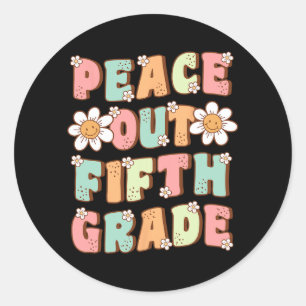 Out Fifth Grade Cute Groovy Last Day Of 5th Grade Classic Round Sticker