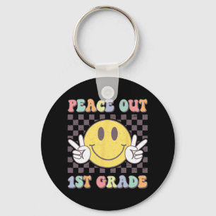 Out First Grade Cute Groovy Last Day Of 1st Grade Key Ring