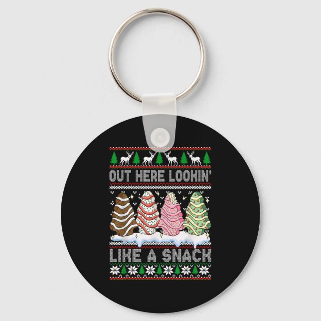 Out Here Lookin' Like A Snack Christmas Cakes Debb Key Ring (Front)