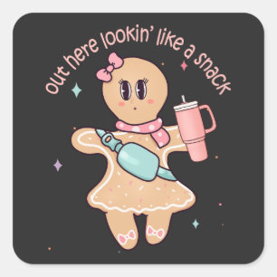 Out Here Lookin Like A Snack - Christmas Tree Cake Square Sticker