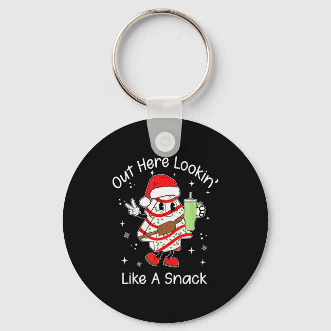 Out Here Looking Like A Snack, Funny Christmas Cak Key Ring (Front)