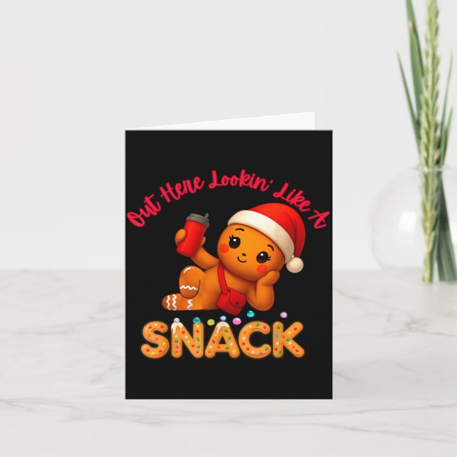 Out Here Looking Like A Snack Funny Xmas Light Gin Card (Front)
