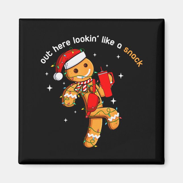 Out Here Looking Like A Snack Funny Xmas Light Gin Magnet (Front)