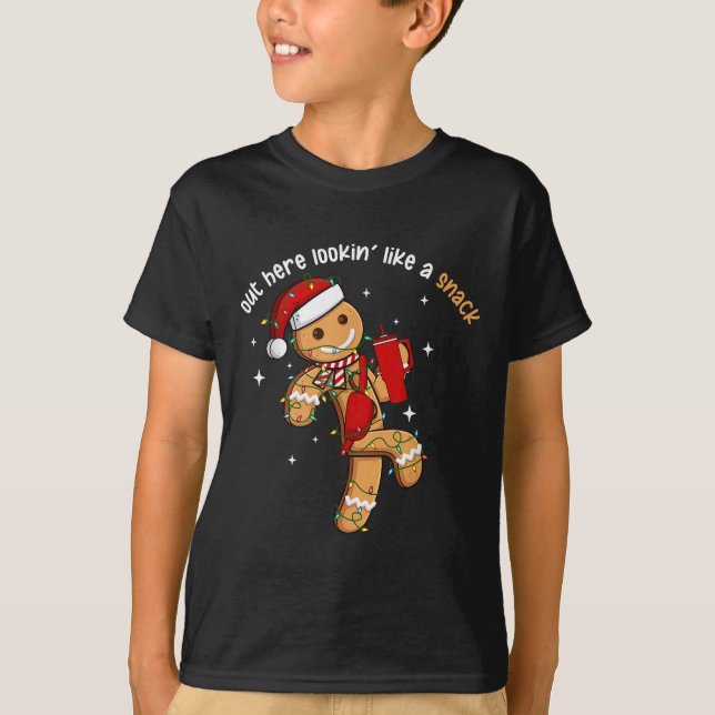 Out Here Looking Like A Snack Funny Xmas Light Gin T-Shirt (Front)