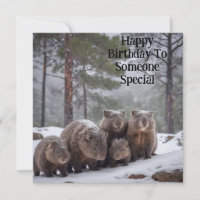 Out In The Cold: Wombat Birthday Card