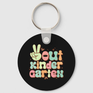 Out Kindergarten Cute Groovy Last Day Of Kindergar Key Ring