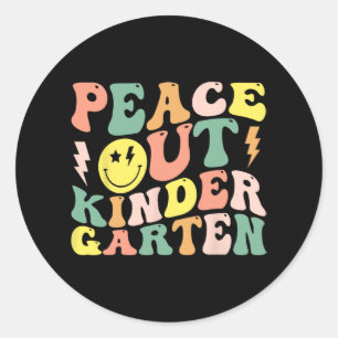 Out Kindergarten Groovy Graduation Last Day Of Sch Classic Round Sticker