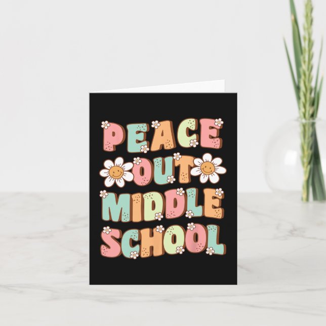 Out Middle School Graduation Groovy Last Day Of Sc Card (Front)