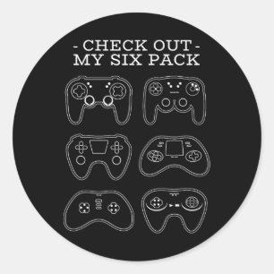 Out My Six Pack - Funny Gamer Video Game Player Ga Classic Round Sticker