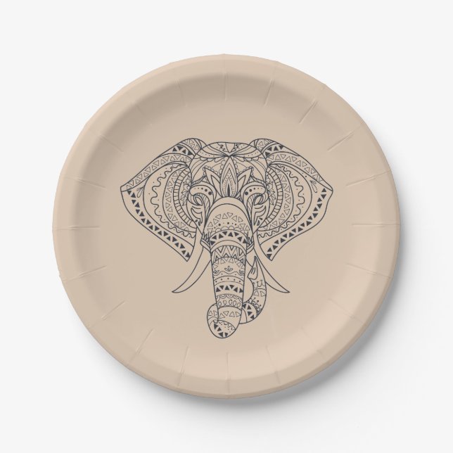 Out of Africa theme dinner party with elephant Paper Plate (Front)