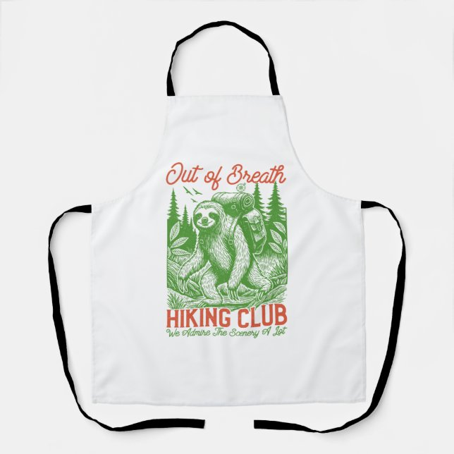 Out of Breath Funny Sloth Hiking Club Apron (Front)