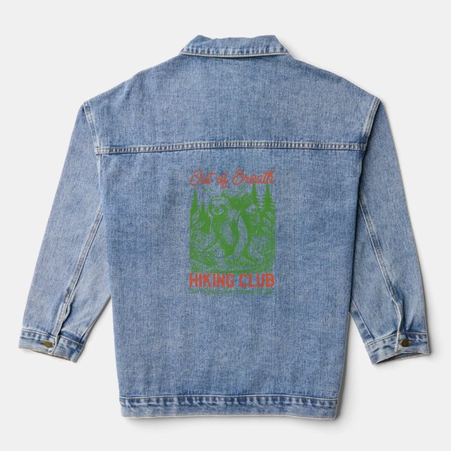 Out of Breath Funny Sloth Hiking Club Denim Jacket (Back)