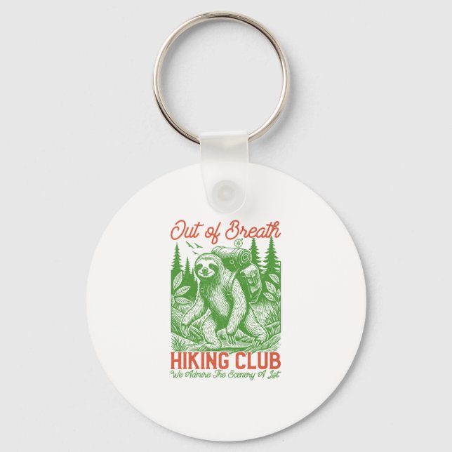 Out of Breath Funny Sloth Hiking Club Key Ring (Front)