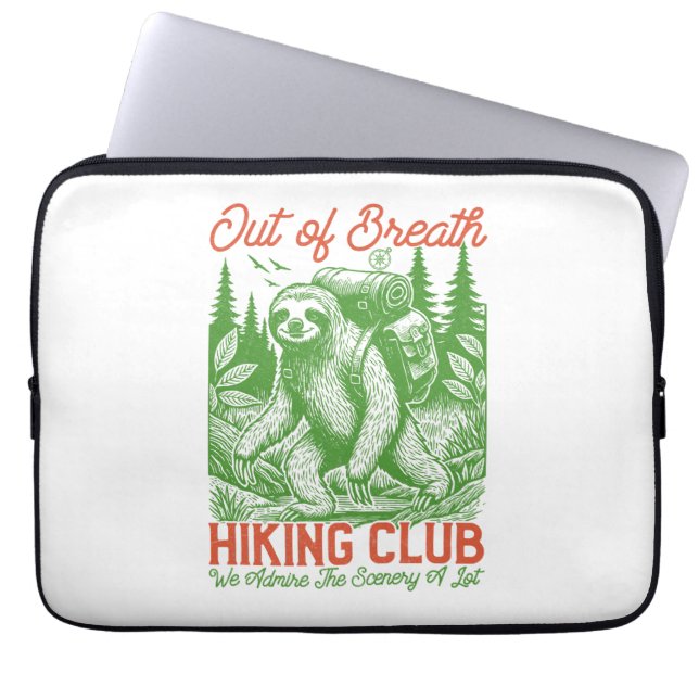 Out of Breath Funny Sloth Hiking Club Laptop Sleeve (Front)