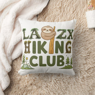 Out Of Breath Hiking Society Funny Sloth Hiker Cushion