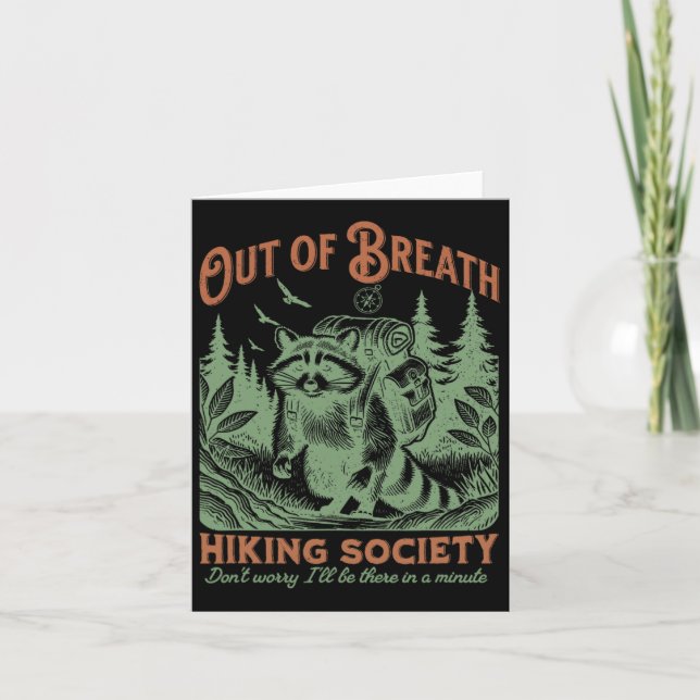Out Of Breath Hiking Society Funny Trash Pandas Wi Card (Front)