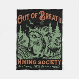 Out Of Breath Hiking Society Funny Trash Pandas Wi Fleece Blanket