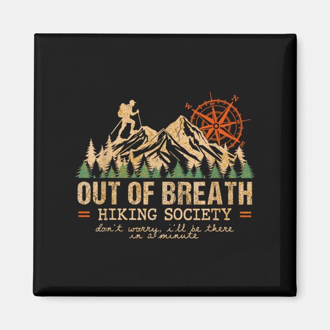 Out Of Breath Hiking Society Hiking Crew Happy Cam Magnet (Front)