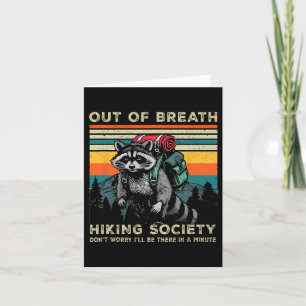Out Of Breath Hiking Society Racoon Hiking Vintag Card