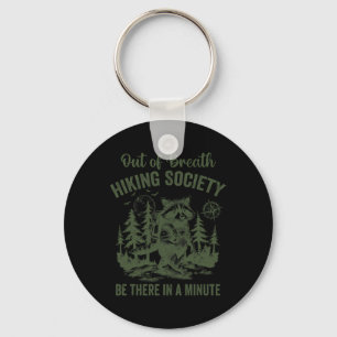 Out Of Breath Hiking Society Racoon Retro Hiking  Key Ring