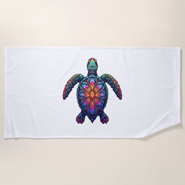 Out Of Breath Hiking Society Turtle T-Shirt Beach Towel (Front)