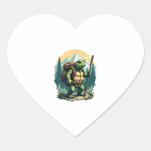 Out Of Breath Hiking Society Turtle T-Shirt Heart Sticker