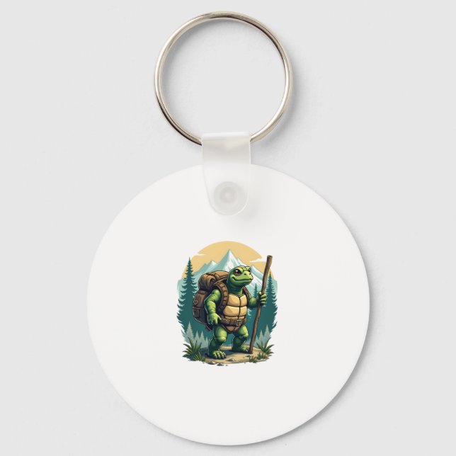 Out Of Breath Hiking Society Turtle T-Shirt Key Ring (Front)