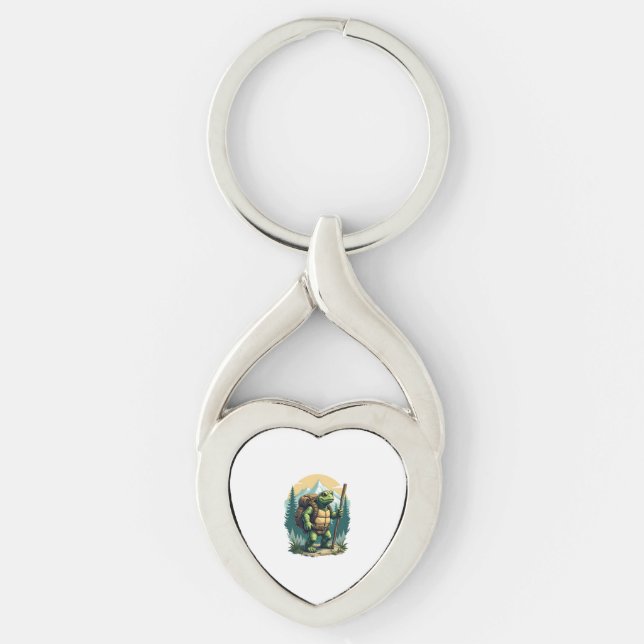 Out Of Breath Hiking Society Turtle T-Shirt Key Ring (Front)
