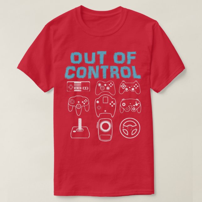 OUT OF CONTROL Funny Retro Video Game Player n Boy T-Shirt (Design Front)