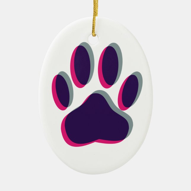 Out of Focus Dog Paw Print Ceramic Tree Decoration (Front)
