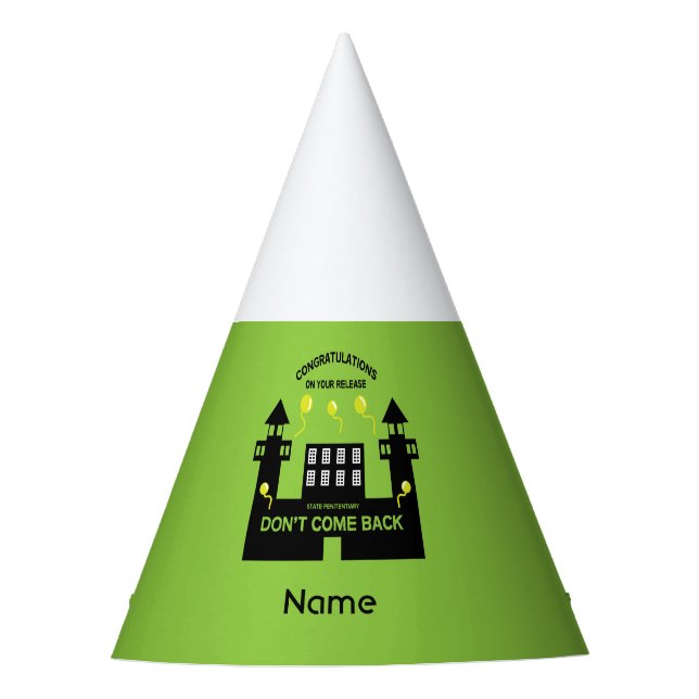 Out Of Jail Prison Release Gift Party Hat (Front)